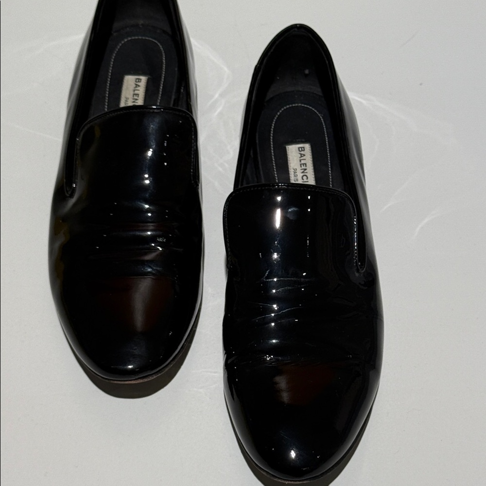 Balenciaga Women's Glossy Black Loafers
